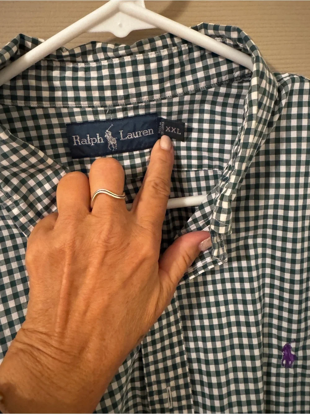 Ralph Lauren Green & White Gingham Button-Down Shirt